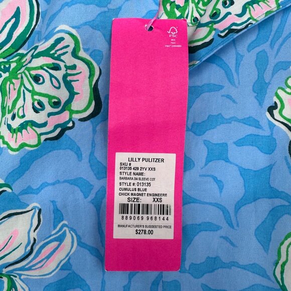 Lilly Pulitzer XXS Blue Green Floral Barbara Maxi Dress Puff 3/4 Sleeves READ - Picture 5 of 12